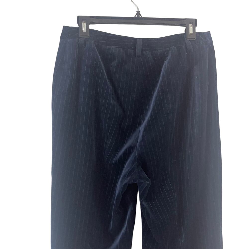 Ellen Tracy Size 12 Witchy Blue Pin Striped Velvet Grunge Pants